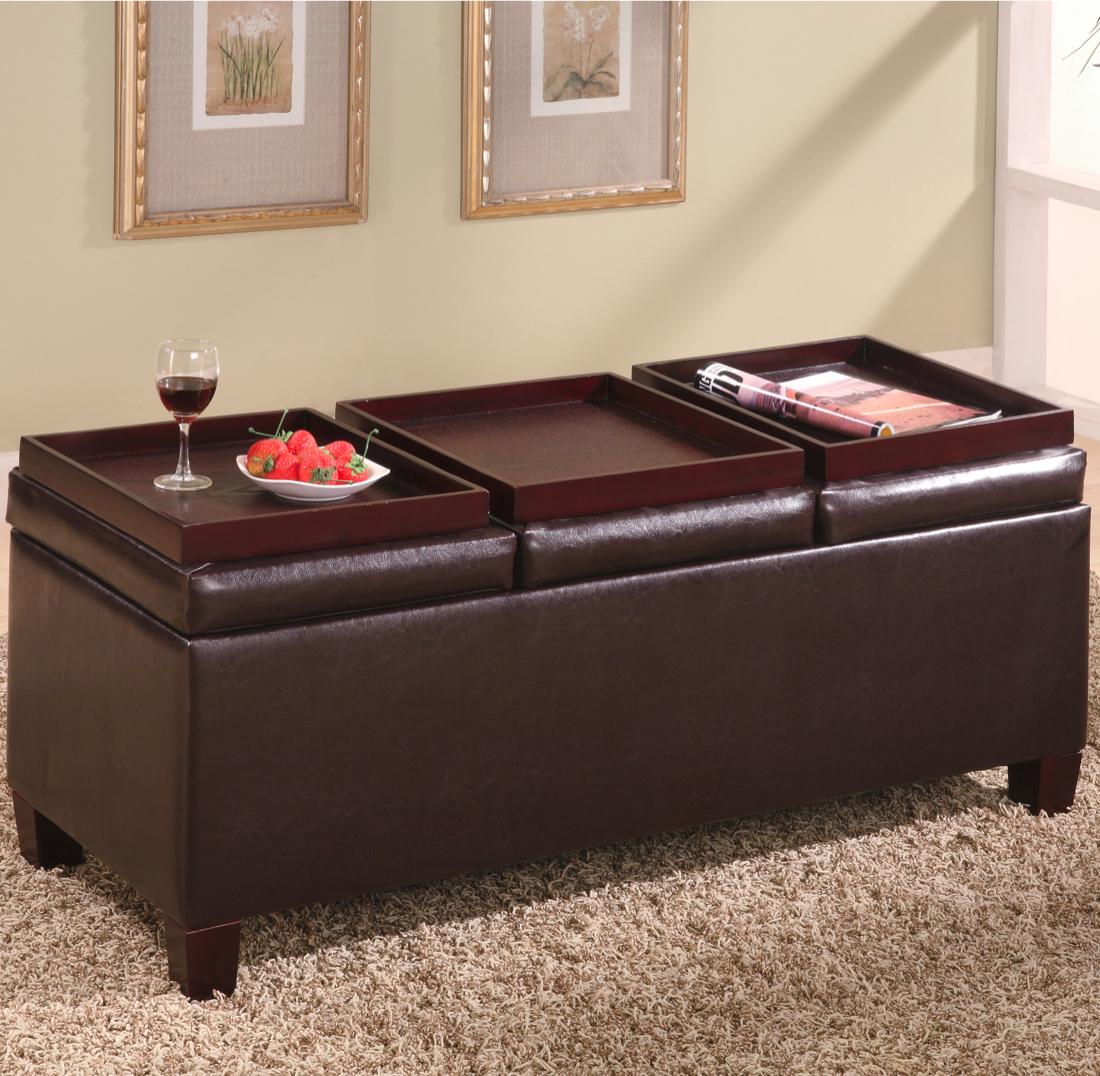 Coaster Ottomans 501036 Contemporary Faux Leather Storage Ottoman with